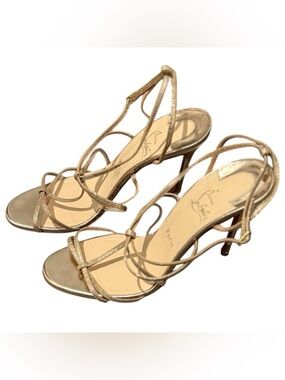 Vintage Christian Louboutin Gold Strappy Sandals Heels Women’s EU 40